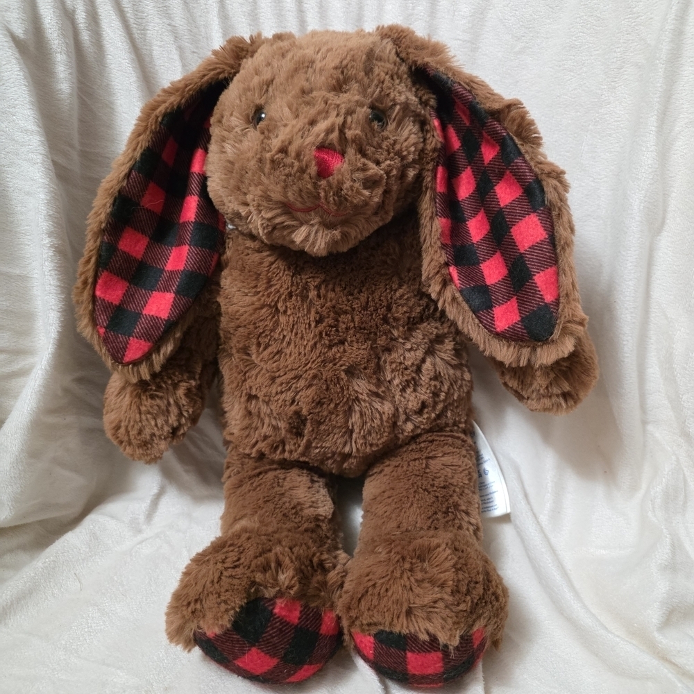 Build-A-Bear Buffalo Check Pawlette Bunny Holiday Plush Stuffed Animal in Brown